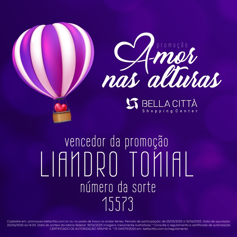 Bella Città divulga vencedor da promoção “Amor nas Alturas”