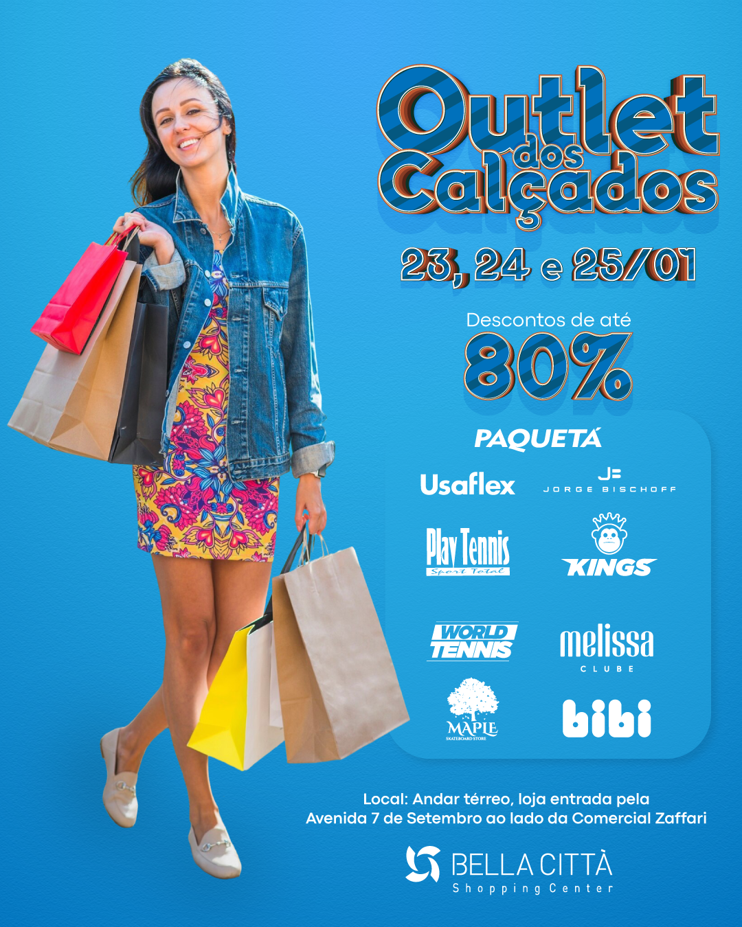 Bella Città realiza Outlet dos Calçados com descontos de até 80%