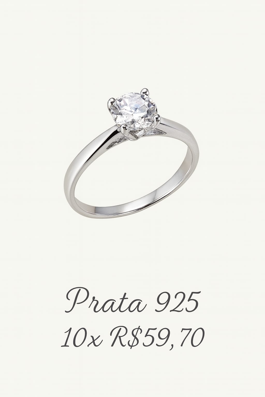 Anel de Prata 925 Moissanite